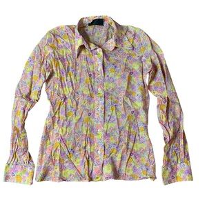 Vintage Rachael Floral Long Sleeve Button Down Blouse - Size Small